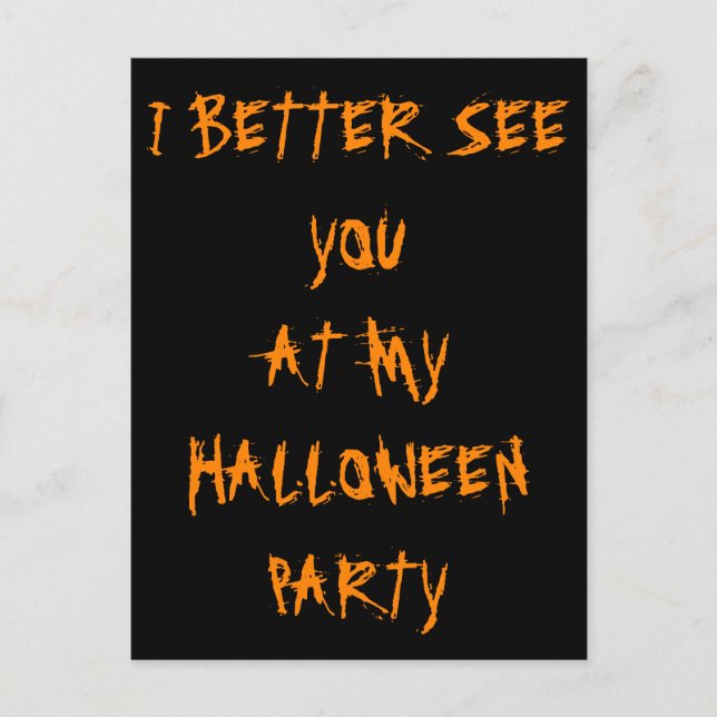 Halloween-Party Einladung kryptische schwarze Oran (Vorderseite)