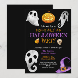 Halloween-Party Einladung Kürbisgeister Schädel