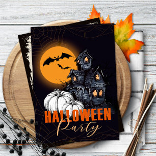 Halloween-Party Einladung mit Pumpkins und Mond