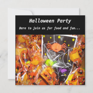 Halloween-Party-Einladung mit Spinnen und Kürbisse Einladung