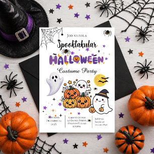Halloween-Party-Einladung mit Totenköpfen und Geis Einladung