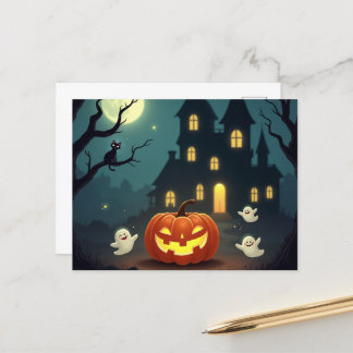 Halloween-Party-Einladung Postkarte