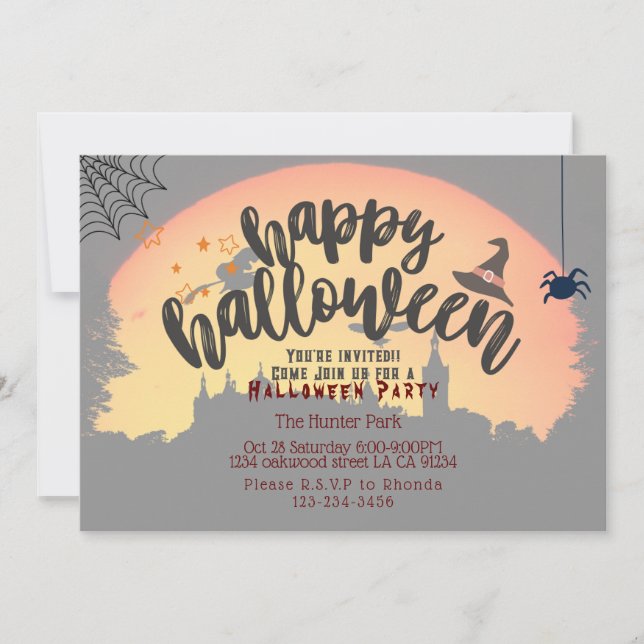 Halloween-Party Einladung Pump und dunkle Nacht (Vorderseite)