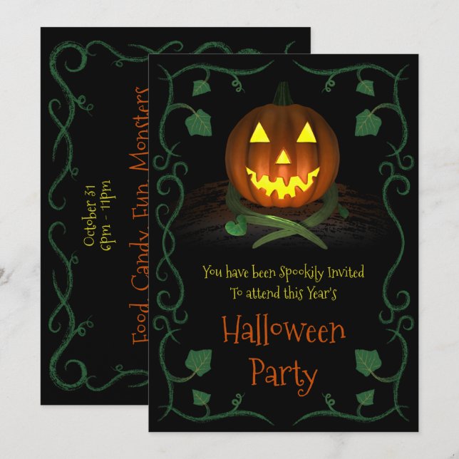 Halloween-Party-Einladung (Pumpkin) Einladung (Vorne/Hinten)