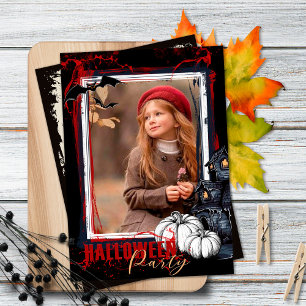 Halloween-Party Einladung Rahmen Schwarz mit Foto