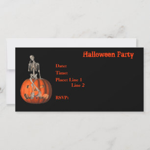 Halloween-Party Einladung Skeleton Pumpkin Card