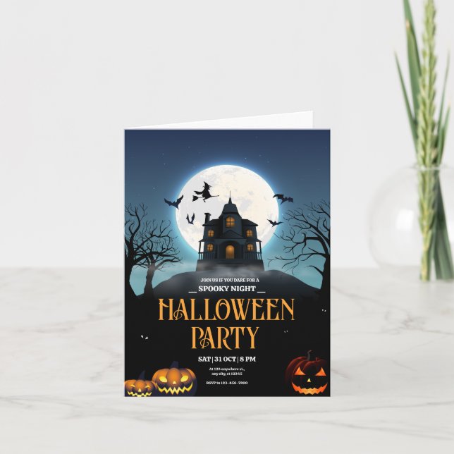 Halloween-Party Einladung, Spooky Night Halloween Einladung (Vorderseite)