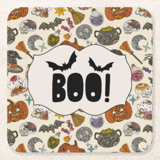 Halloween-Party-Einladung | Süße gruselige Hallowe Rechteckiger Pappuntersetzer