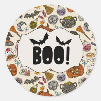 Halloween-Party-Einladung | Süße gruselige Hallowe Runder Aufkleber