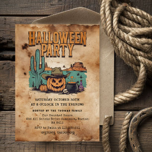 Halloween-Party-Einladung Vintage Western-Kürbis Einladung