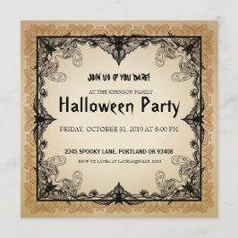 Halloween-Party Einladung Vintager Gothic-Fledermä