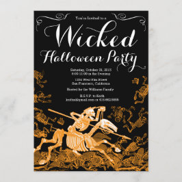 Halloween-Party Einladung: Vintages Skelett Einladung
