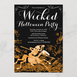 Halloween-Party-Einladung: Vintages Skelett Einladung