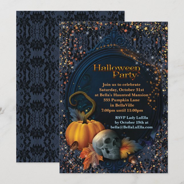 HALLOWEEN-PARTY-EINLADUNGEN EINLADUNG (Vorne/Hinten)