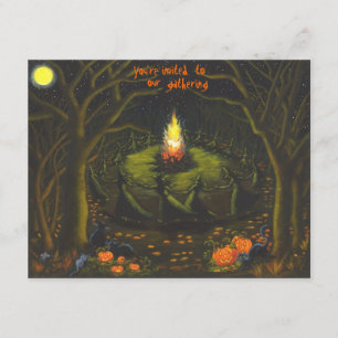 Halloween, Party, Einladungen, Feuer, Hexen Einladung