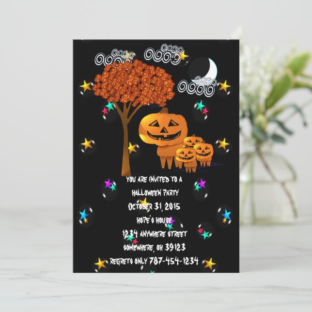 Halloween-Party-Einladungen für Pumpkin Einladung (Stehend Vorderseite)