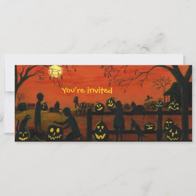 Halloween.Party, Einladungen, Kürbis, Pflaster Einladung (Vorderseite)
