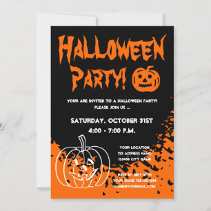 Halloween-Party-Einladungen mit ausgehöhlten Kürbi Einladung