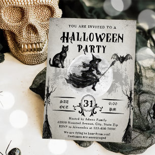 Halloween-Party Erwachsener Vintager Gothic-Schäde Einladung