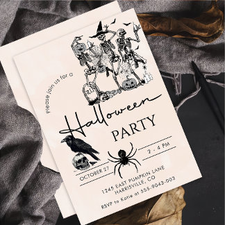 Halloween-Party Erwachsener Vintager Gothic-Schäde Einladung