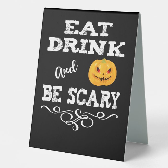 Halloween-Party essen Drink & Be Beängstigend Pump Tischaufsteller (Vorderseite)