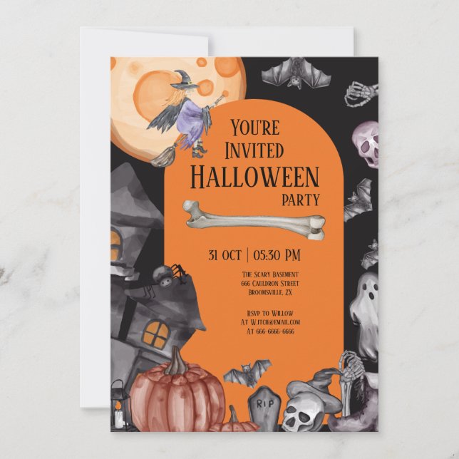 Halloween-Party Essgetränk Beängstigend sein Einladung (Vorderseite)