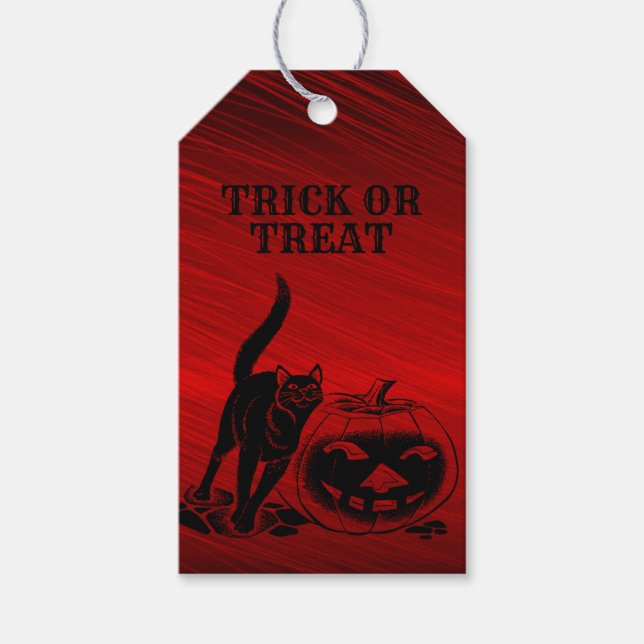 Halloween-Party Evil Black Cat Pumpkin Red Beängst Geschenkanhänger (Vorderseite)