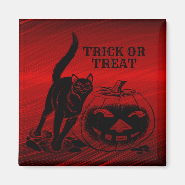 Halloween-Party Evil Black Cat Pumpkin Red Beängst Magnet (Vorne)