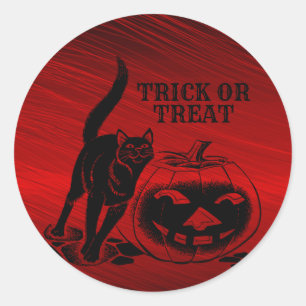 Halloween-Party Evil Black Cat Pumpkin Red Beängst Runder Aufkleber