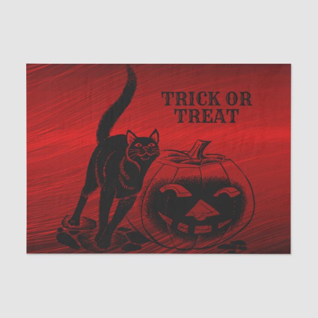 Halloween-Party Evil Black Cat Pumpkin Red Beängst Seidenpapier (Vorderseite)