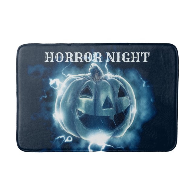 Halloween-Party Evil Blue Pumpkin Horror Beängstig Badematte (Vorderseite)