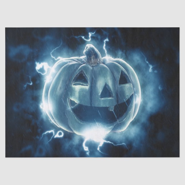 Halloween-Party Evil Blue Pumpkin Horror Beängstig Seidenpapier (Vorderseite)