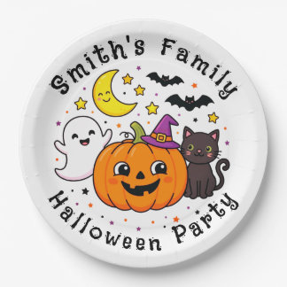 Halloween-Party Familie Süße Kürbis-Katze Geist Pappteller
