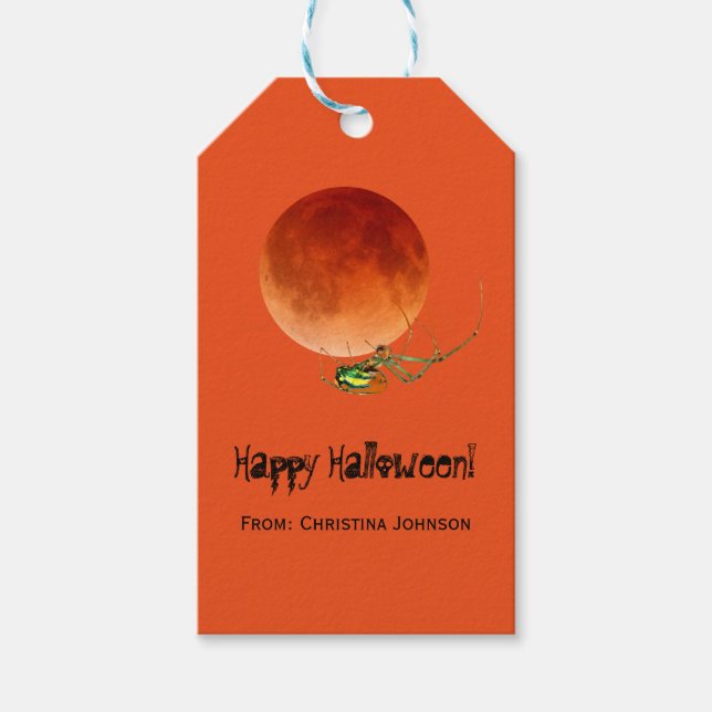 Halloween-Party-Favoriten des grauen Spiders Geschenkanhänger (Vorderseite)