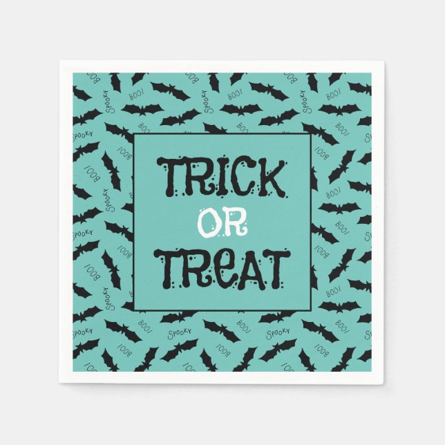 Halloween-Party-Fledermäuse, Trick oder Treten Serviette (Vorderseite)
