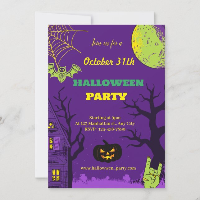 Halloween-Party für bunten Kreativität Einladung (Vorderseite)