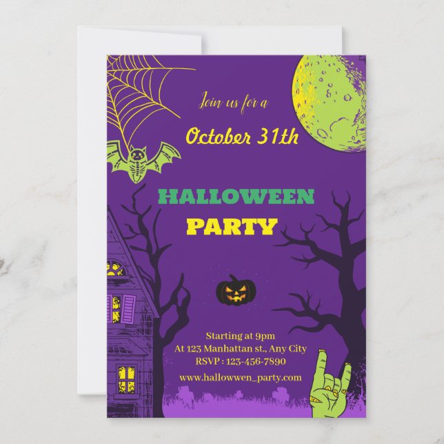 Halloween-Party für bunten Kreativität Einladung (Vorderseite)