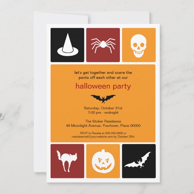 Halloween-Party für einfache Symbole Einladung (Vorderseite)