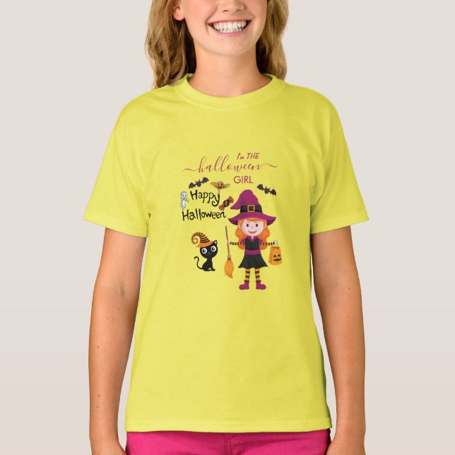 Halloween-Party für Kinder mit niedlicher Hexenkle T-Shirt (Vorderseite)