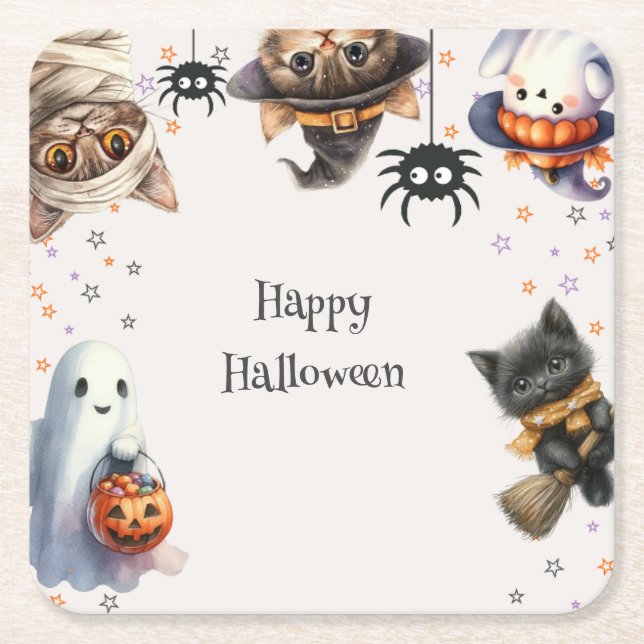 Halloween-Party für niedliche Kinder Rechteckiger Pappuntersetzer (Vorderseite)
