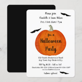 Halloween-Party für Orangen und Schwarze Kürbis un Einladung