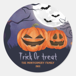 Halloween-Party für Personalisierte Namen testen o Runder Aufkleber