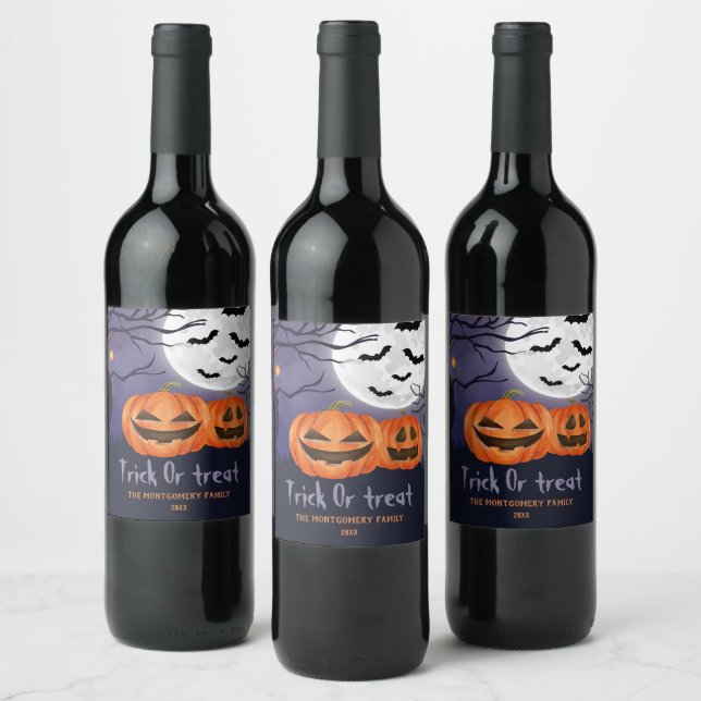 Halloween-Party für Personalisierte Namen testen o Weinetikett (Flaschen)
