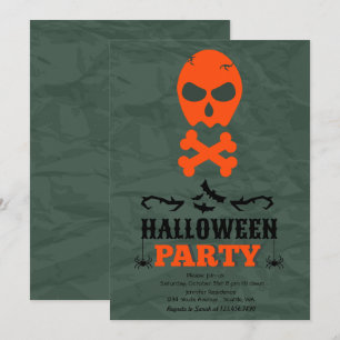 Halloween-Party für Schädel und Kreuzknochen Einla Einladung