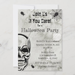 Halloween-Party für Schädel und Spinnen Einladung