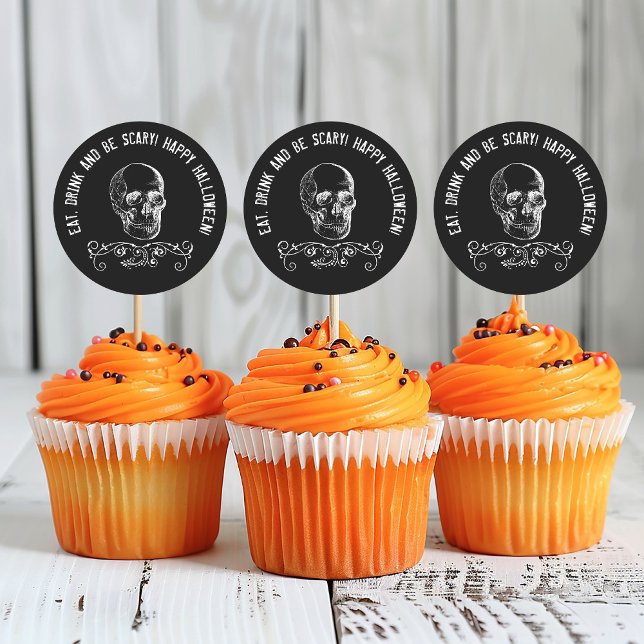 Halloween-Party für Schwarz und Weiß Runder Aufkleber (Von Creator hochgeladen)