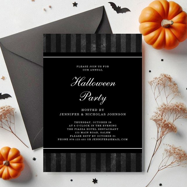 Halloween-Party für schwarze Streifen Einladung (Black Stripes Halloween Party Invitation)