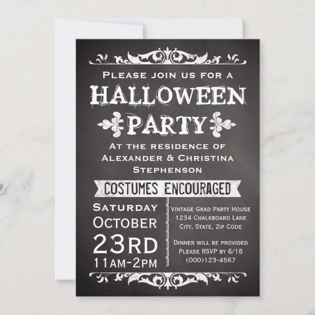 Halloween-Party für Vintage Tafelschilder Einladung (Vorderseite)