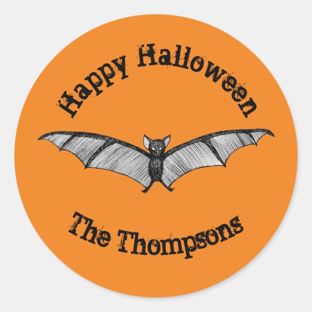 Halloween-Party Gefallen Gothic Bat individuell an Runder Aufkleber (Vorderseite)