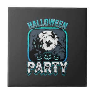 Halloween-Party-Geister-Kürbis-Vektordesign Fliese